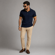 Summer Textured Polo Shirt with Contrast Collar - Montford & Co