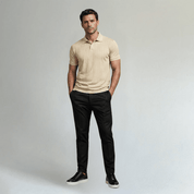 Textured Button Up Casual Polo Shirt - Montford & Co