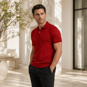Textured Button Up Casual Polo Shirt - Montford & Co