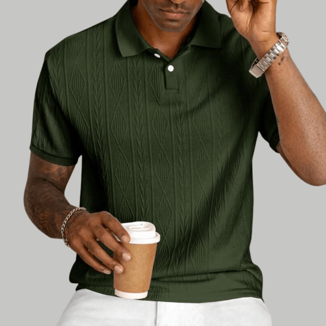 Textured Button - Up Polo Shirt - Montford & Co