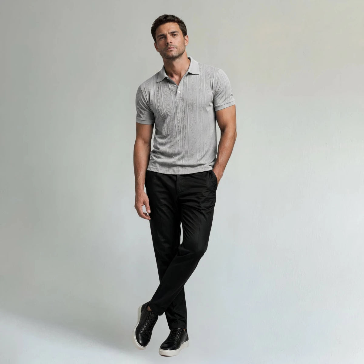 Textured Button - Up Polo Shirt - Montford & Co