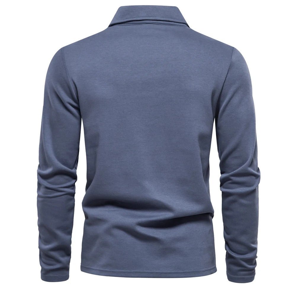 Top – Mens – All Season – Heren Poloshirt Lange Mouwen met Klassieke Polokraag – Montford Co - Montford & Co