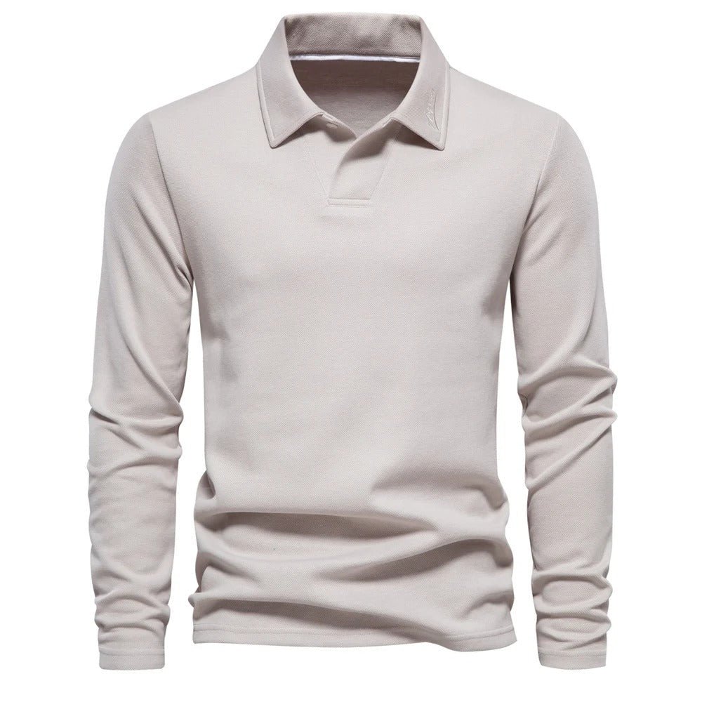 Top – Mens – All Season – Heren Poloshirt Lange Mouwen met Klassieke Polokraag – Montford Co - Montford & Co