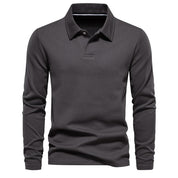 Top – Mens – All Season – Heren Poloshirt Lange Mouwen met Klassieke Polokraag – Montford Co - Montford & Co