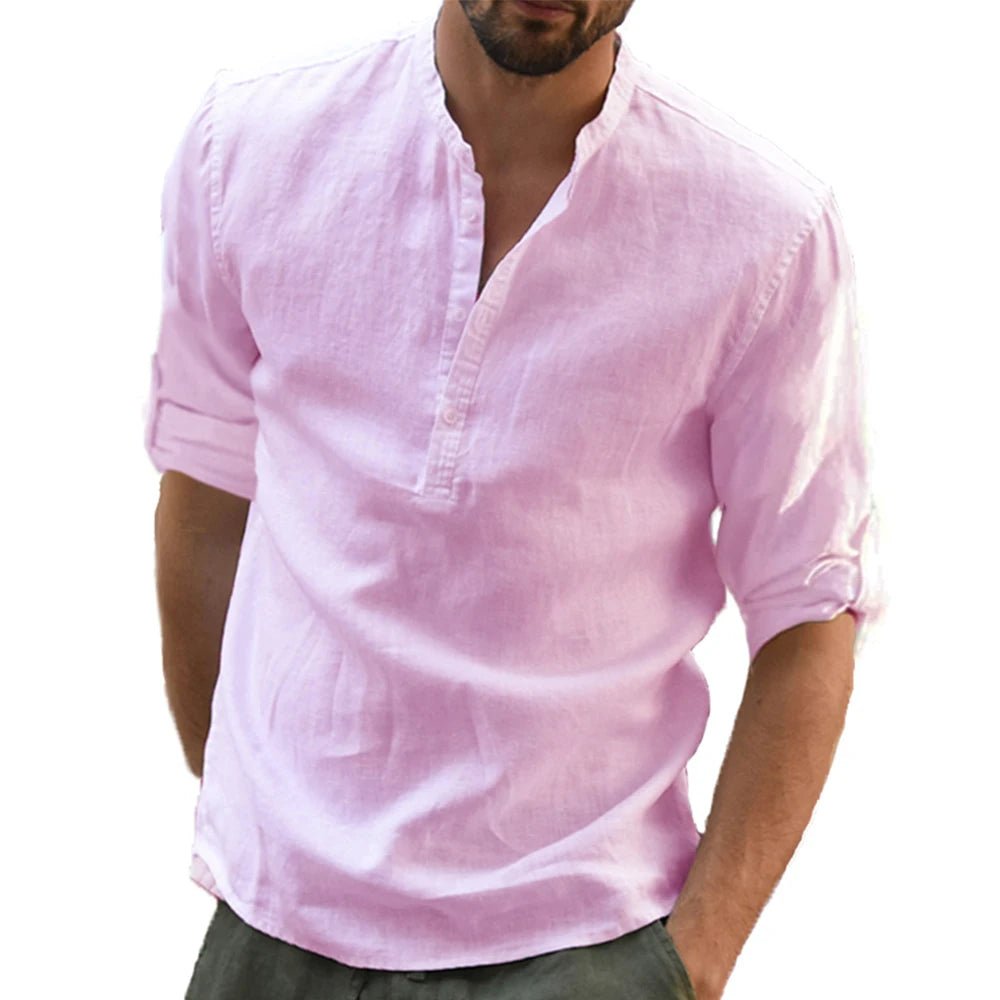Top – Mens – All Season – Men's Casual Linen Shirt – Montford Co - Montford & Co