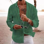 Top – Mens – All Season – Men's Cotton Linen Shirt – Montford Co - Montford & Co