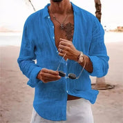 Top – Mens – All Season – Men's Cotton Linen Shirt – Montford Co - Montford & Co