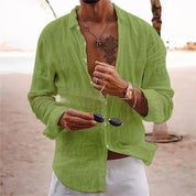 Top – Mens – All Season – Men's Cotton Linen Shirt – Montford Co - Montford & Co