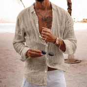 Top – Mens – All Season – Men's Cotton Linen Shirt – Montford Co - Montford & Co