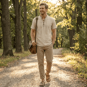 Top – Mens – All Season – Men's Lightweight Breathable Cotton Linen Shirt – Montford Co - Montford & Co