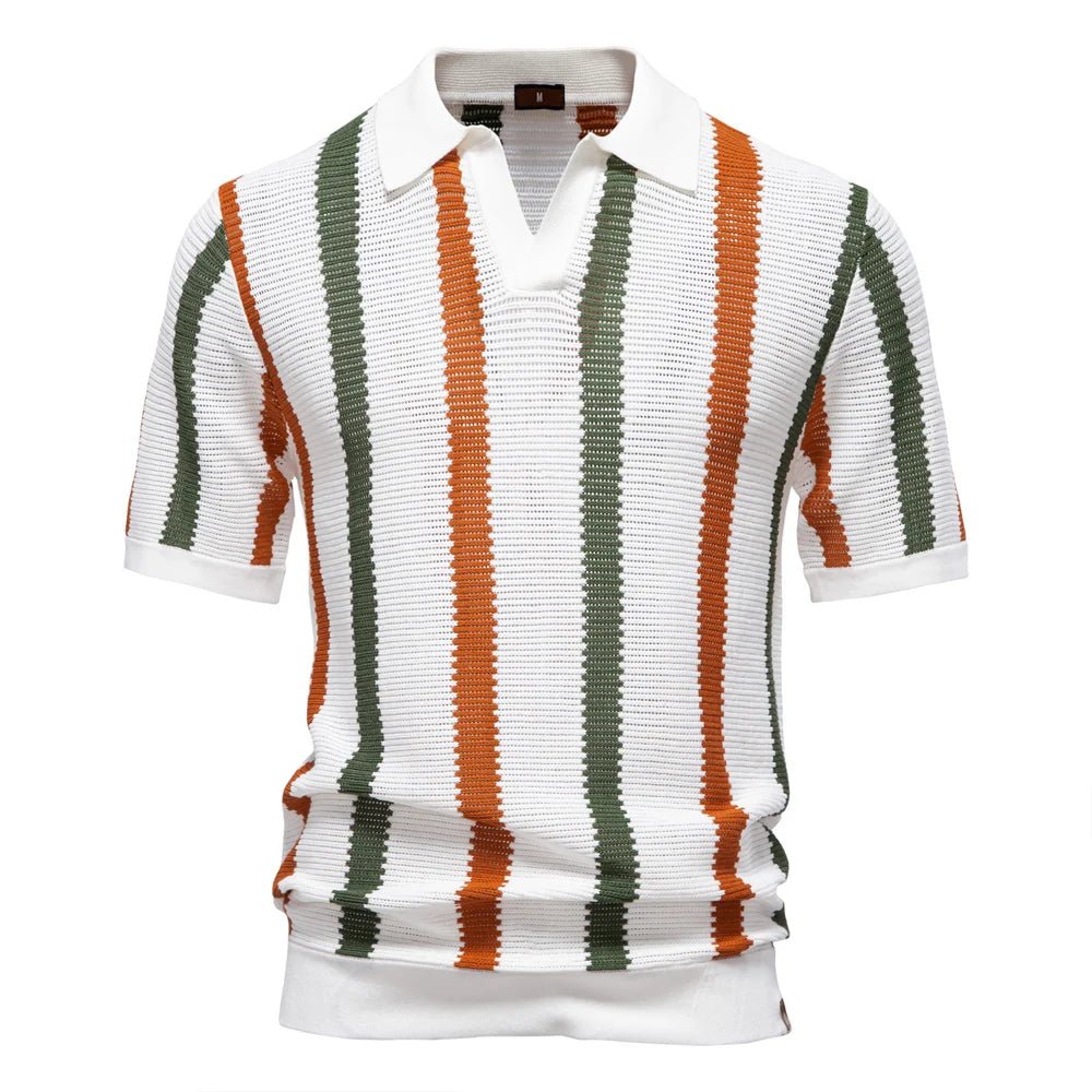 Top – Mens – All Season – Men's Ribbed Knit Polo Shirt – Montford Co - Montford & Co