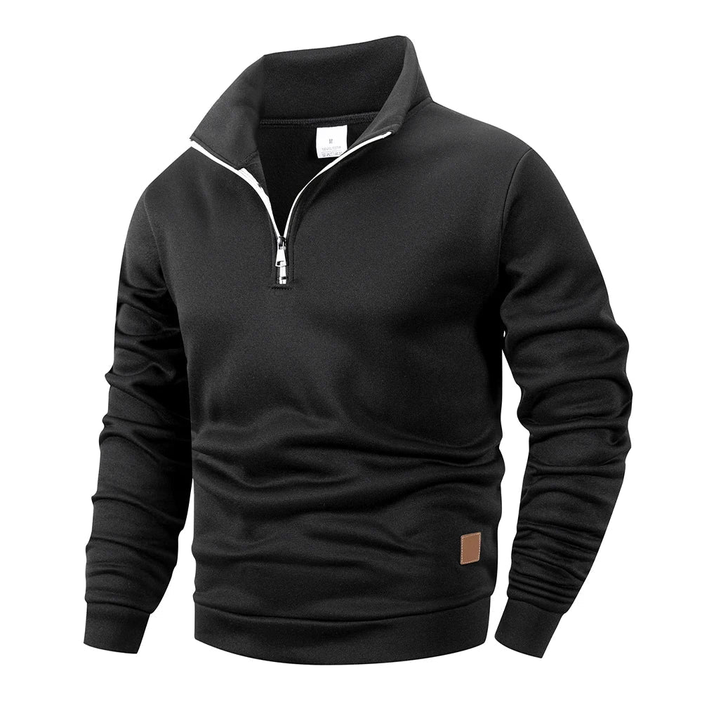 Top – Mens – All Season – Men's Standing Collar Half Zipper Sportswear Long Sleeve Sweatshirt – Montford Co - Montford & Co