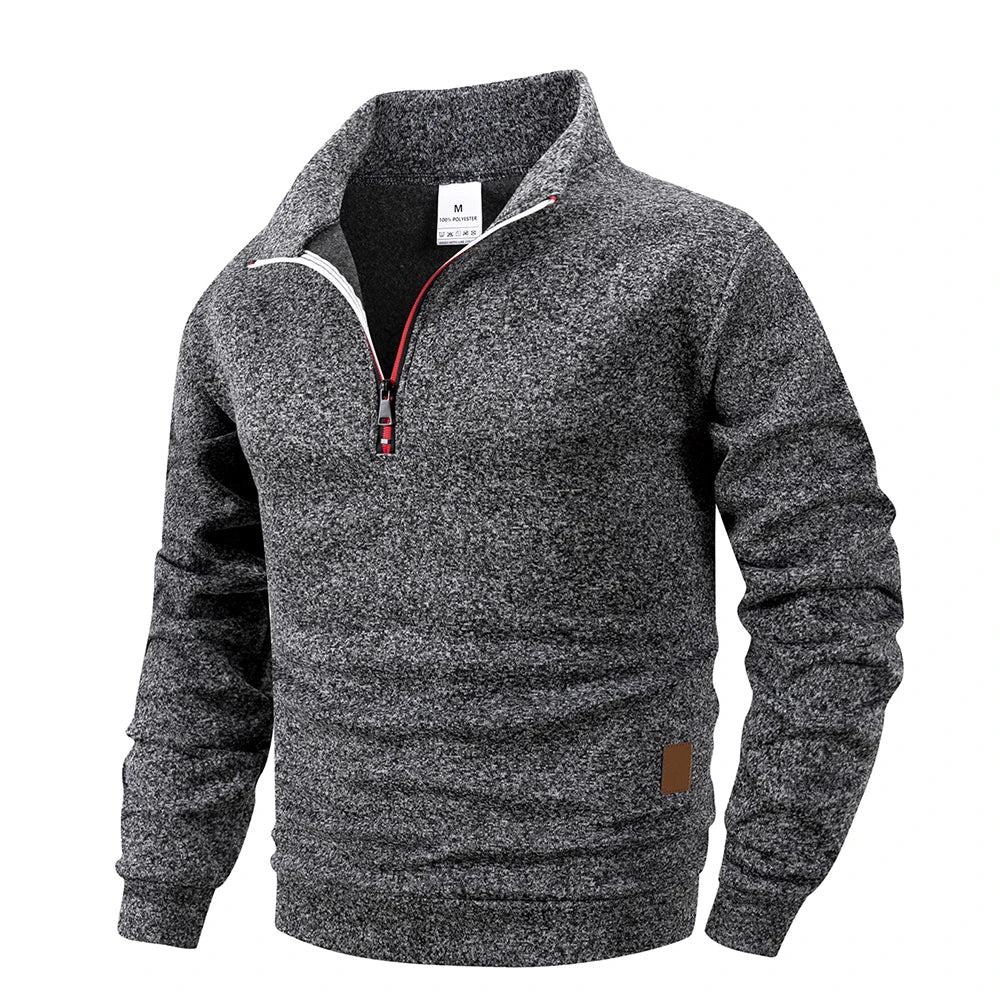 Top – Mens – All Season – Men's Standing Collar Half Zipper Sportswear Long Sleeve Sweatshirt – Montford Co - Montford & Co
