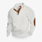 Top – Mens – Autumn & Winter – Heren Luxe Trui met Kabelpatroon en Elleboogstukken – Montford Co - Montford & Co