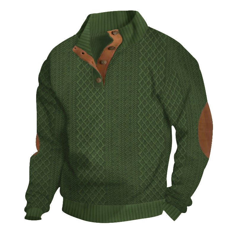 Top – Mens – Autumn & Winter – Heren Luxe Trui met Kabelpatroon en Elleboogstukken – Montford Co - Montford & Co