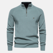 Top – Mens – Autumn & Winter – Heren Sweater Met Half - Zip En Ribgebreide Mouwen – Montford Co - Montford & Co