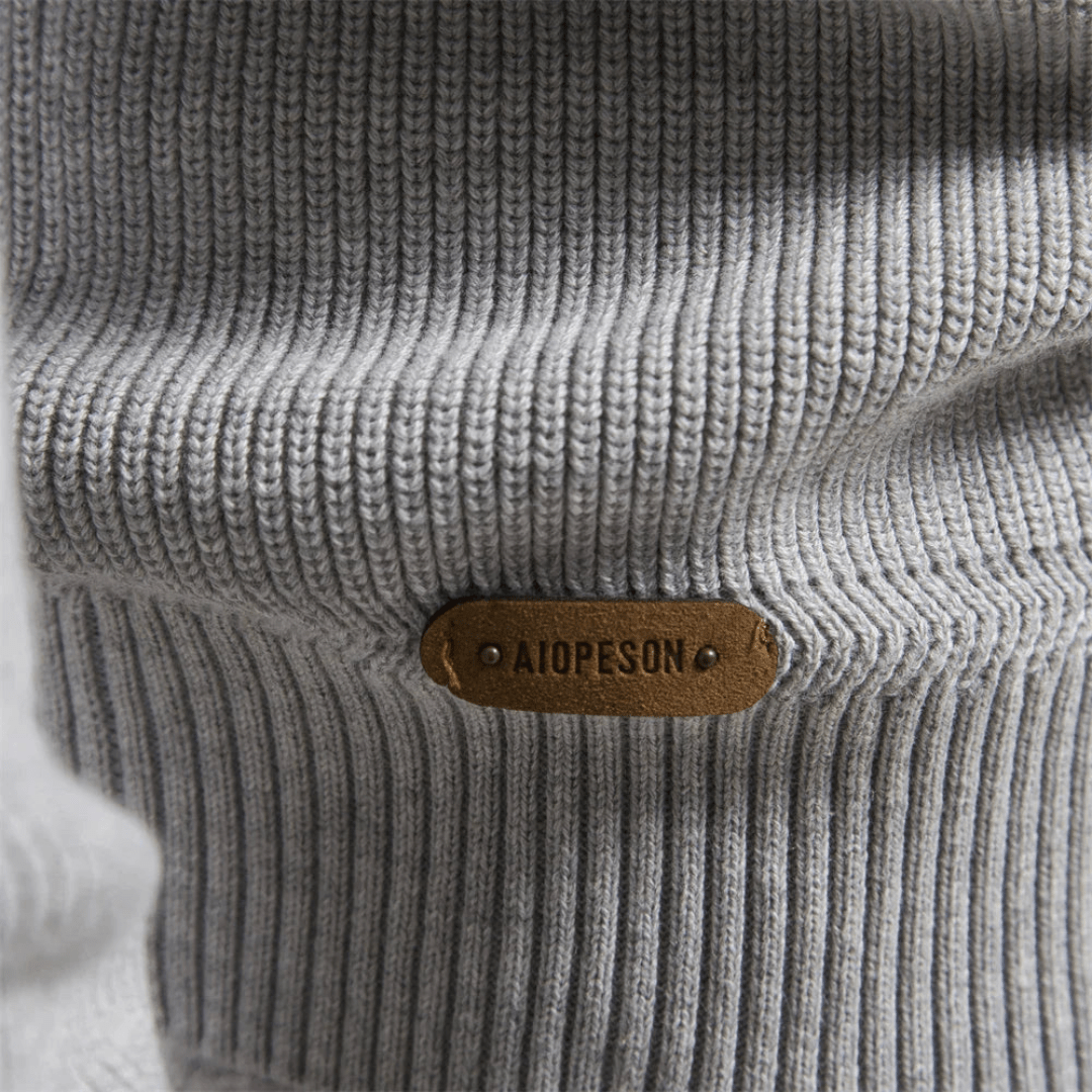 Top – Mens – Autumn & Winter – Heren Sweater Met Half - Zip En Ribgebreide Mouwen – Montford Co - Montford & Co