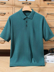 Top – Mens – Spring &amp; Summer – 100% Merino Wool Short Sleeve Polo Sweater – Montford Co - Montford & Co