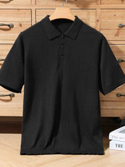 Top – Mens – Spring &amp; Summer – 100% Merino Wool Short Sleeve Polo Sweater – Montford Co - Montford & Co