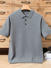Top – Mens – Spring &amp; Summer – 100% Merino Wool Short Sleeve Polo Sweater – Montford Co - Montford & Co