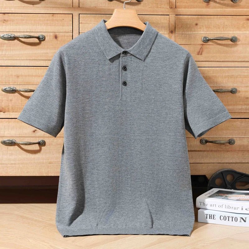 Top – Mens – Spring &amp; Summer – 100% Merino Wool Short Sleeve Polo Sweater – Montford Co - Montford & Co