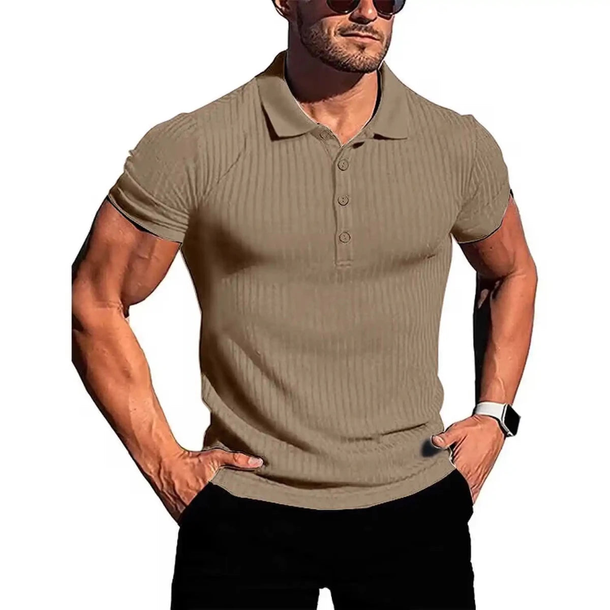 Top – Mens – Spring &amp; Summer – Men's High Stretch Vertical Short - Sleeved Polo Shirt – Montford Co - Montford & Co