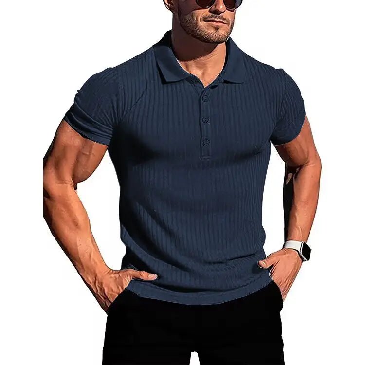 Top – Mens – Spring &amp; Summer – Men's High Stretch Vertical Short - Sleeved Polo Shirt – Montford Co - Montford & Co
