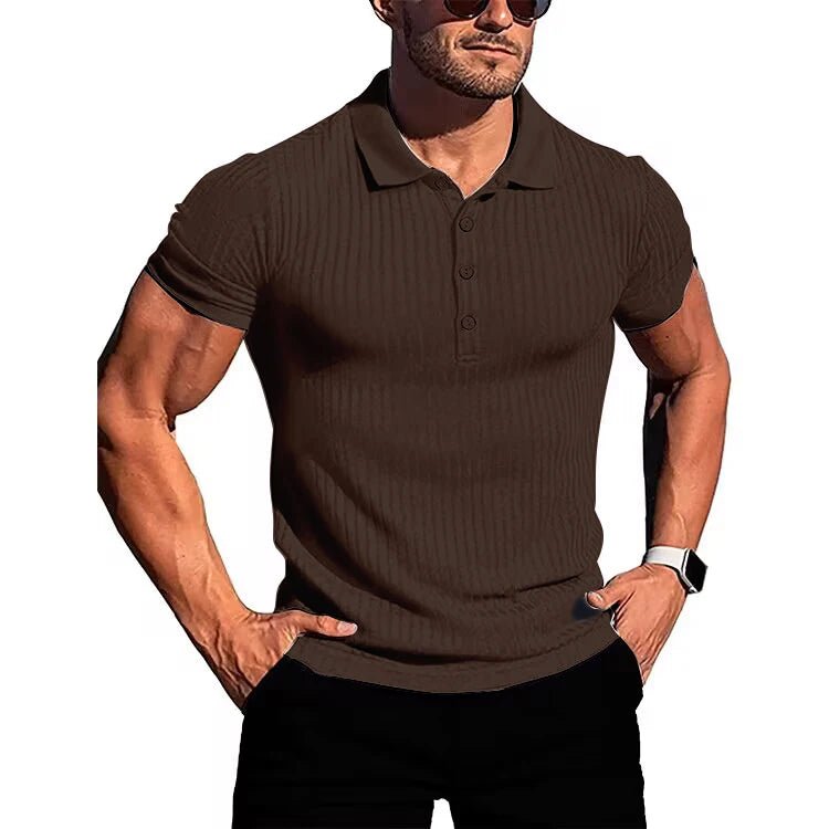 Top – Mens – Spring &amp; Summer – Men's High Stretch Vertical Short - Sleeved Polo Shirt – Montford Co - Montford & Co