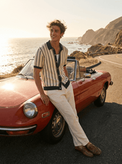 Top – Mens – Spring &amp; Summer – Men's Striped Knit Polo Shirt – Montford Co - Montford & Co