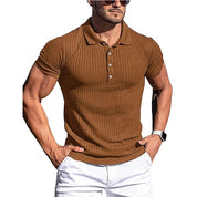Top – Mens – Spring &amp; Summer – Solid Stripe Short Sleeve Polo Shirt – Montford Co - Montford & Co