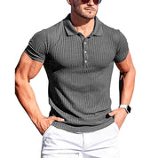 Top – Mens – Spring &amp; Summer – Solid Stripe Short Sleeve Polo Shirt – Montford Co - Montford & Co