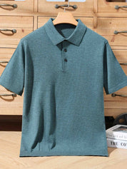Top – Mens – Spring & Summer – 100% Merino Wool Short Sleeve Polo Sweater – Montford Co - Montford & Co