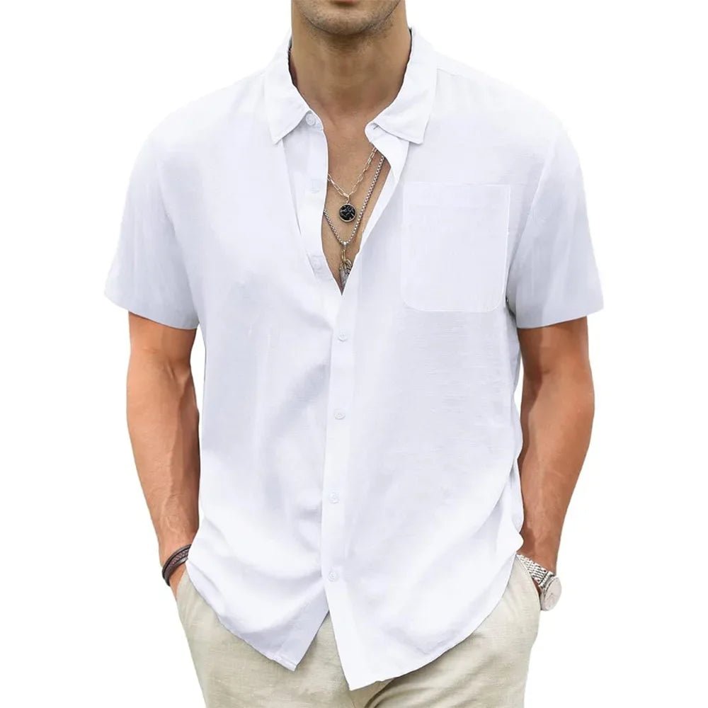 Top – Mens – Spring & Summer – Men's Lightweight Hawaiian Shirt with Pocket – Montford Co - Montford & Co