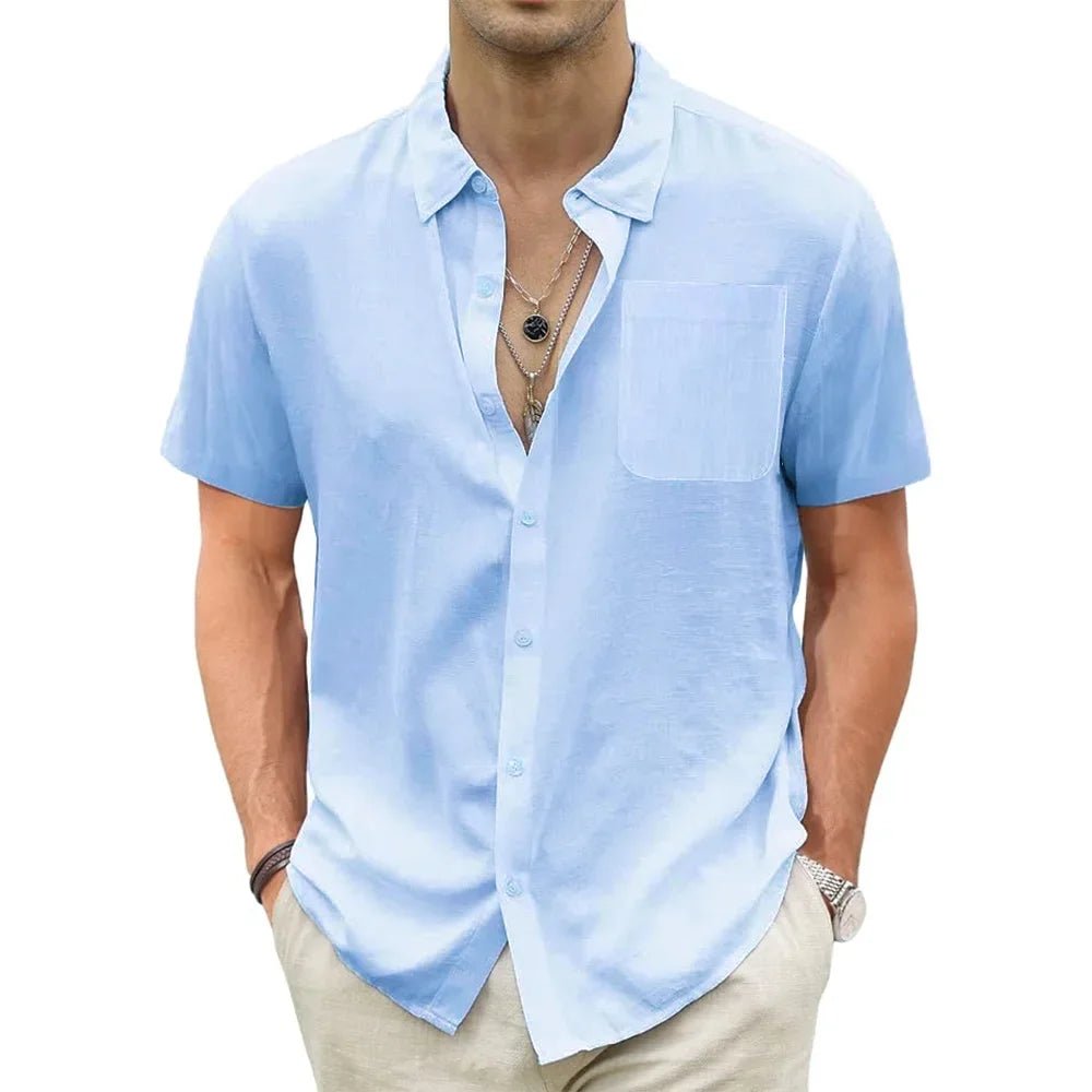 Top – Mens – Spring & Summer – Men's Lightweight Hawaiian Shirt with Pocket – Montford Co - Montford & Co