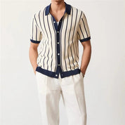 Top – Mens – Spring & Summer – Men's Striped Knit Polo Shirt – Montford Co - Montford & Co