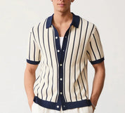 Top – Mens – Spring & Summer – Men's Striped Knit Polo Shirt – Montford Co - Montford & Co
