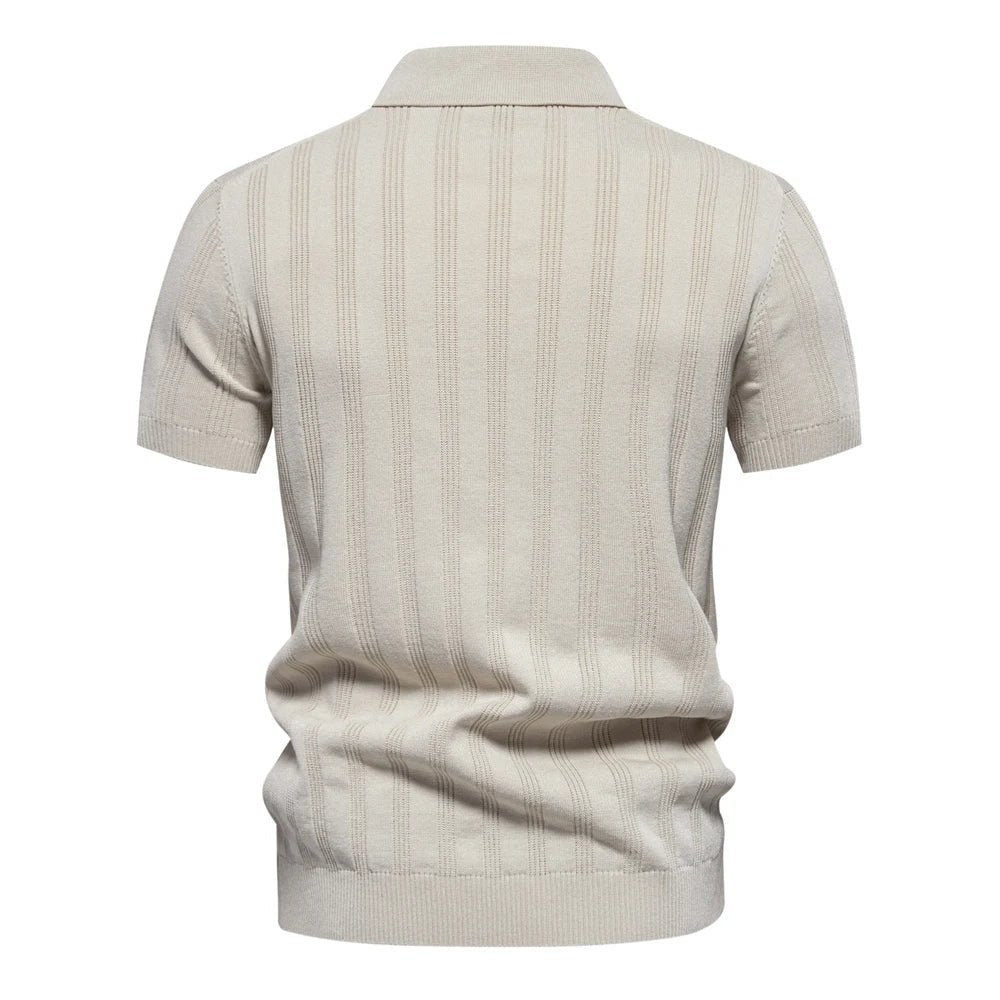 Top – Mens – Spring & Summer – Ribbed Knit Polo Shirt – Montford Co - Montford & Co