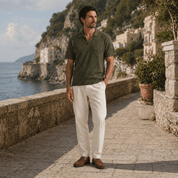V Neck Breathable Knitted Polo Shirt - Montford & Co
