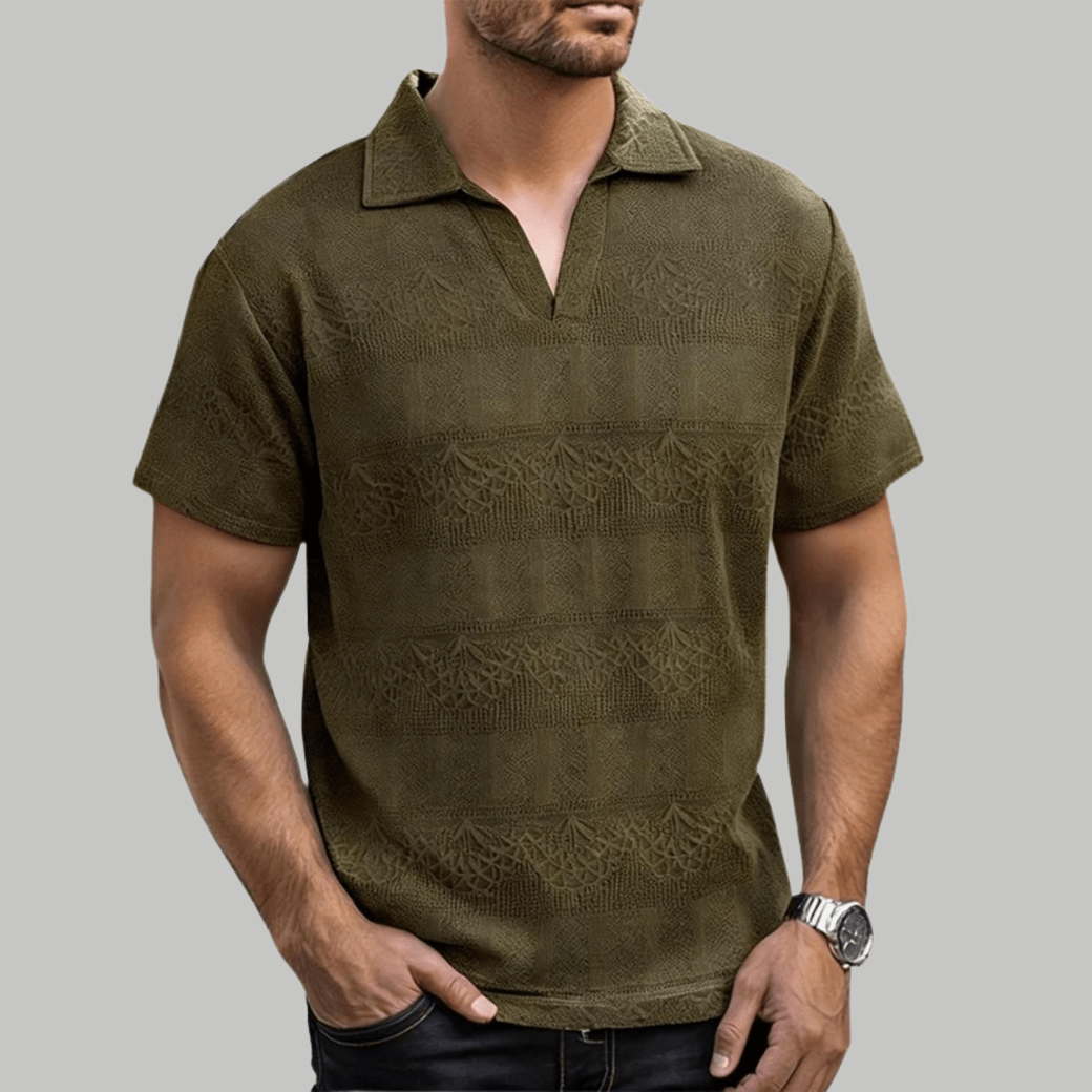 V Neck Breathable Knitted Polo Shirt - Montford & Co