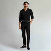 V Neck Jacquard Knit Polo Shirt - Montford & Co
