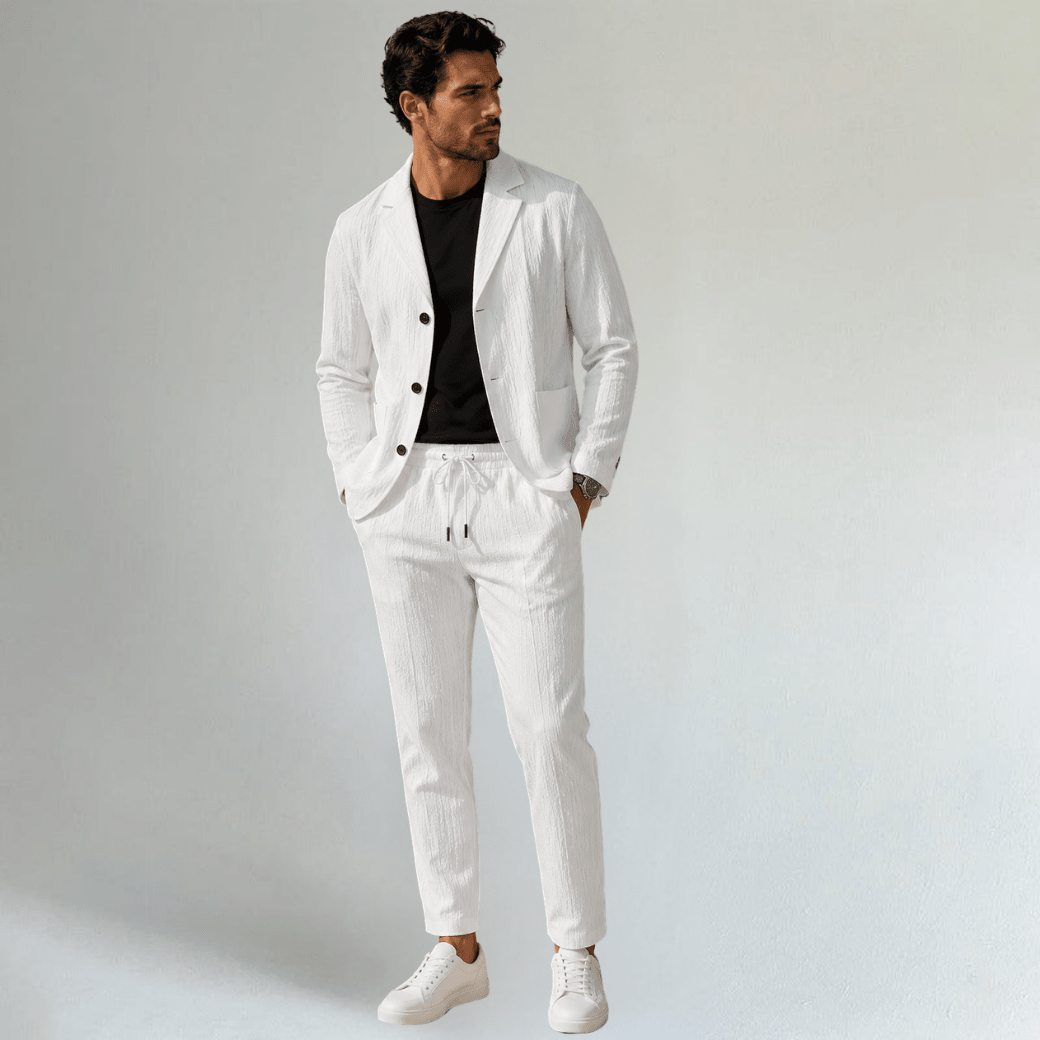 Vacation Suit Set with Wrinkled Texture - Montford & Co