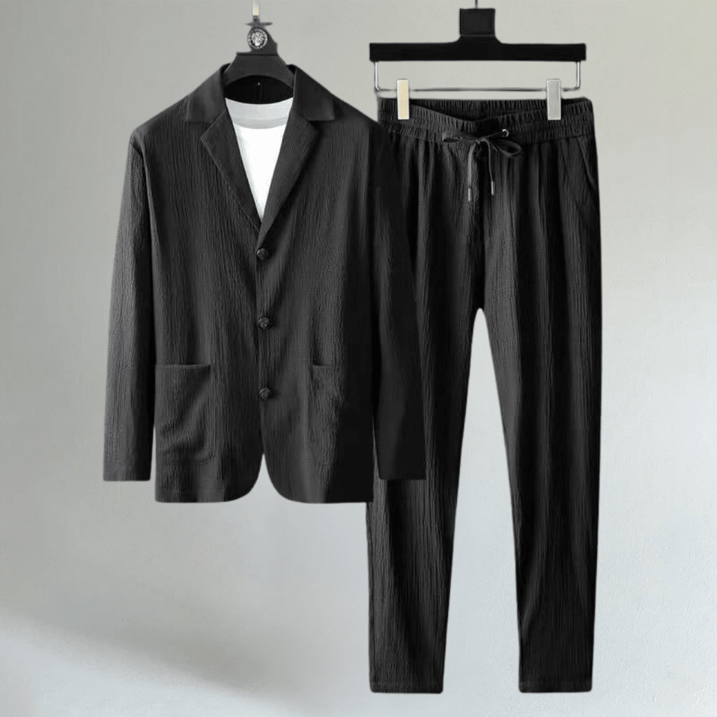 Vacation Suit Set with Wrinkled Texture - Montford & Co