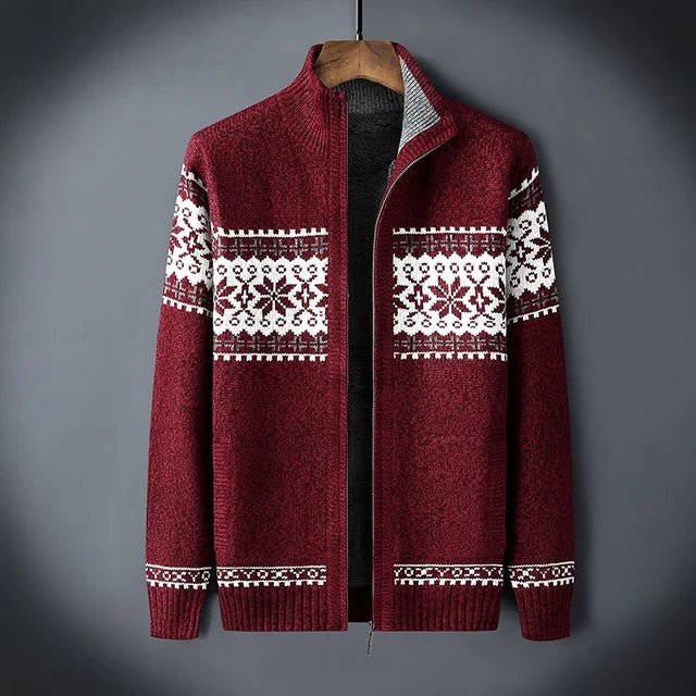 Vest – Heren – Autumn & Winter – Heren Gebreid Fleece Vest met Rits en Winter Patroon – Montford Co - Montford & Co