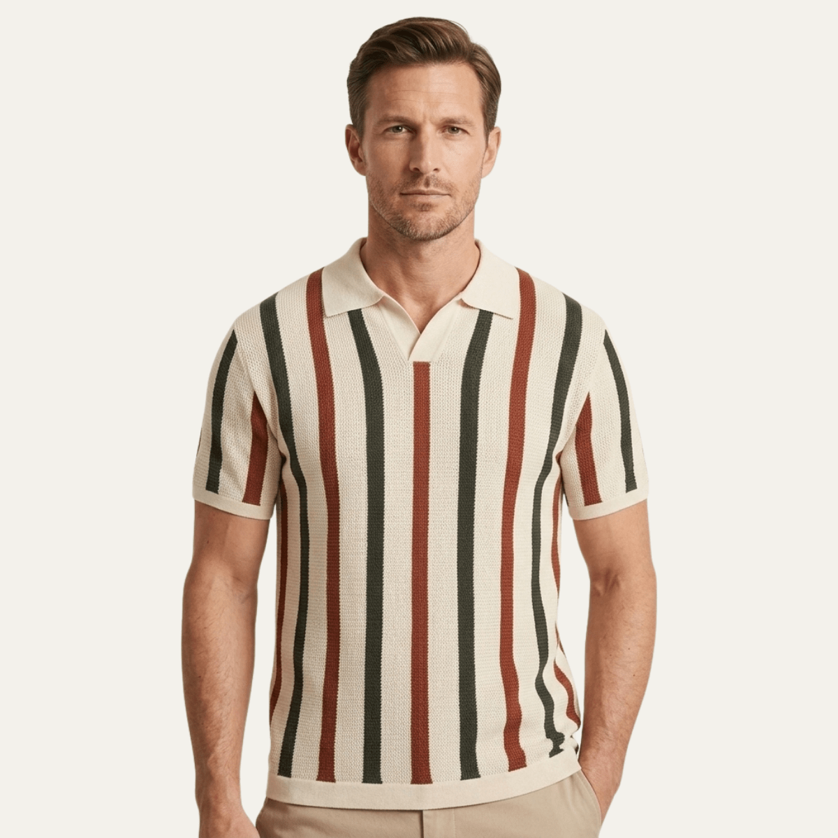 Vintage Striped Knit Polo Shirt - Montford & Co