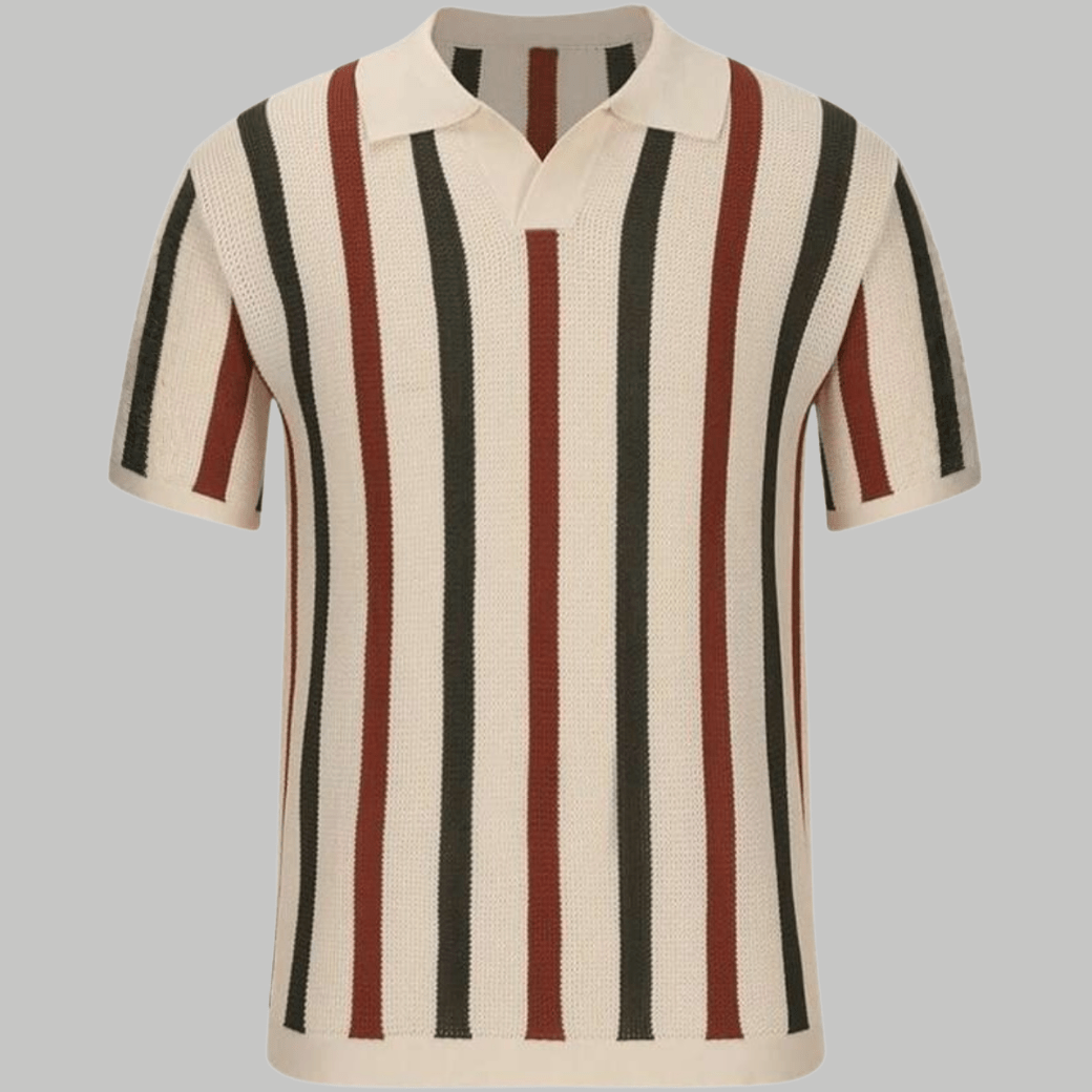 Vintage Striped Knit Polo Shirt - Montford & Co