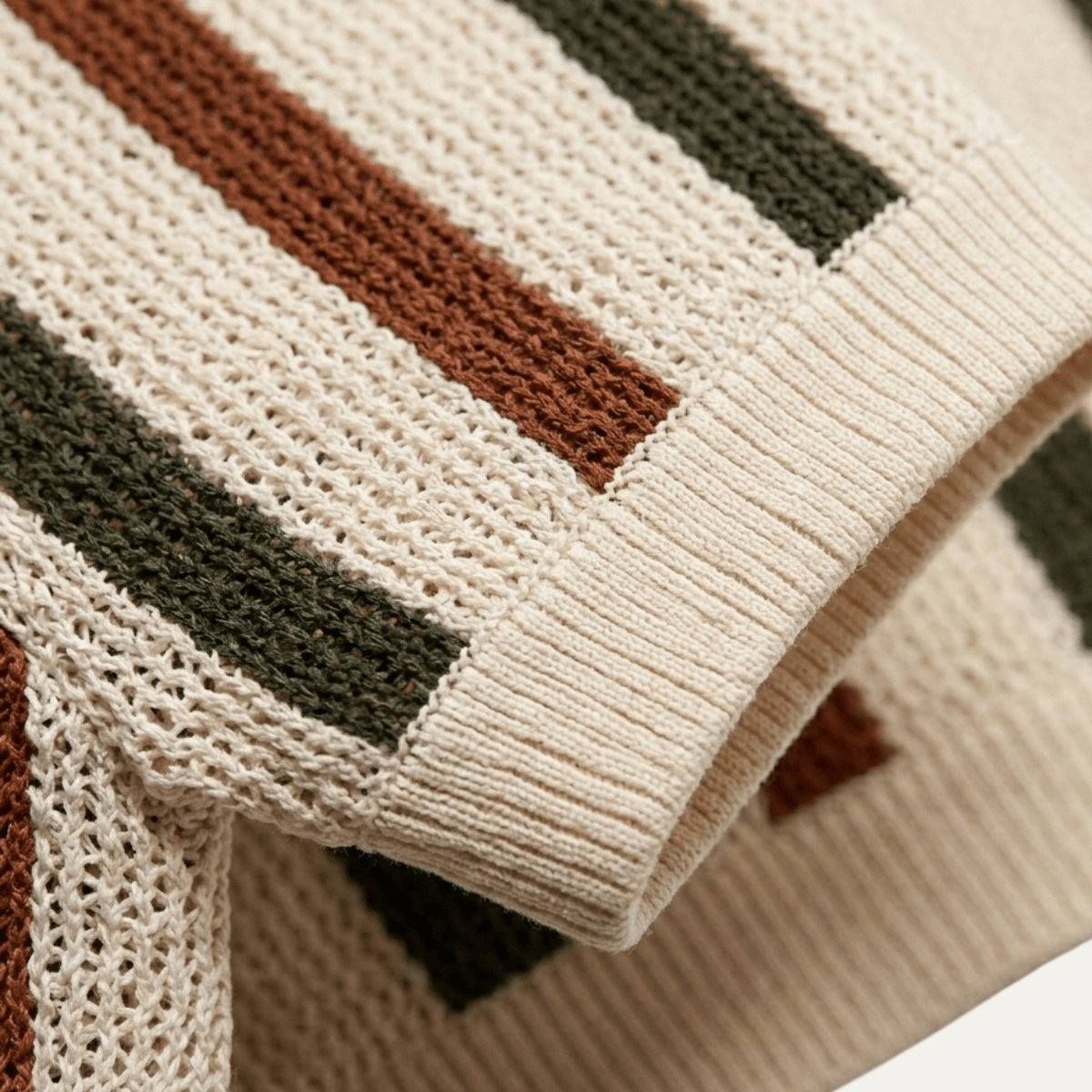 Vintage Striped Knit Polo Shirt - Montford & Co