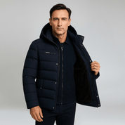 Winter Jacket in Black Oversized with Thick Padded Hood - Montford & Co