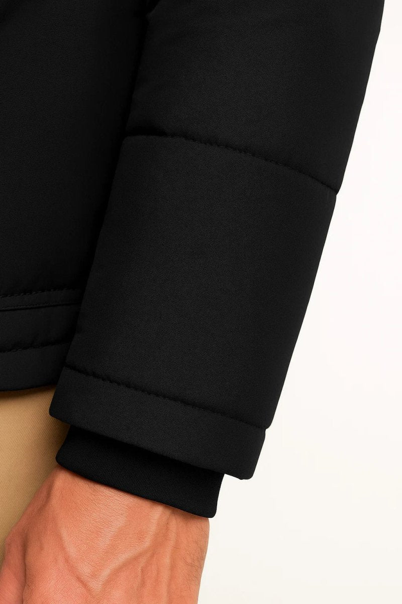 Winter Jacket in Black Oversized with Thick Padded Hood - Montford & Co