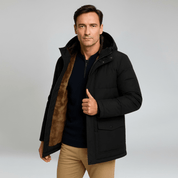 Winter Jacket in Black Oversized with Thick Padded Hood - Montford & Co