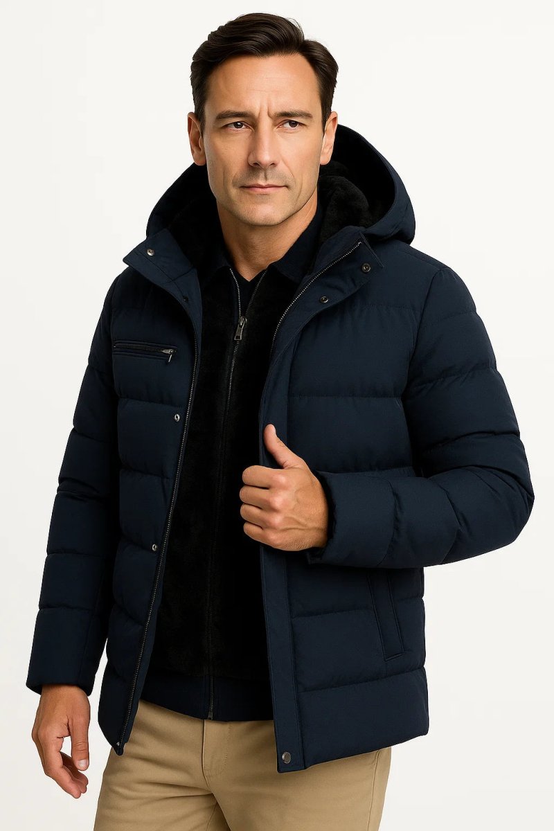 Winter Jacket in Black Oversized with Thick Padded Hood - Montford & Co